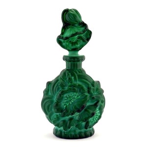 Art Deco Malachite Glass Perfume Bottle: H. Hoffmann Bohemian Style