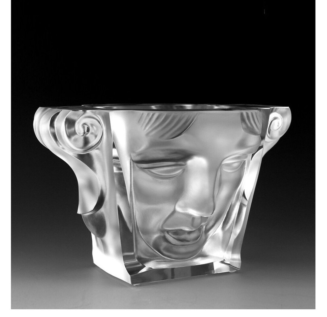 Glamorous Art Deco Glass ' Large Bowl ' Jewelry Box H. Hoffmann by