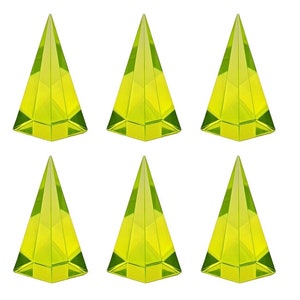 Paperweights 6 Pyramids Collectible Glass Czech Yellow Uranium Vaseline Glass