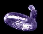 Glamorous Art Deco Bowl Nude Figural Alexandrite Glass Jewelry Box 1930 39 s H.Hoffmann