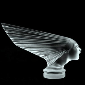 Art Deco Glass Sculpture &#39; Spirit of the Wind &#39; Hood Ornament Victoire • Paperweight • Crystal Statue • Glass Art Figurine