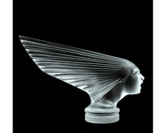 Art Deco Glass Sculpture &#39; Spirit of the Wind &#39; Hood Ornament Victoire • Paperweight • Crystal Statue • Glass Art Figurine