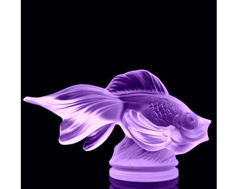 Art Deco 1930&#39; H.Hoffmann Alexandrite Glass &#39; Gold Fish &#39; Paperweight Sculpture