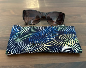 Glasses Case – Navy with Fern Leaves Floral Print
