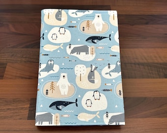 A5 Notebook with Handmade Reusable Polar Animal Fabric Cover