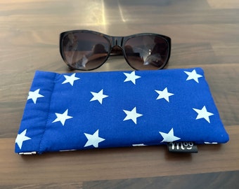 Glasses Case – Blue Fabric with With Stars