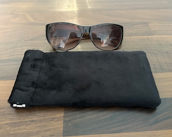 Glasses Case – Soft Black Fluffy Plush Fabric