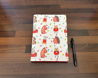 A5 Notebook with Reusable Fabric Cover – Fun Animal Print Cotton Fabric