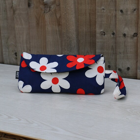 large navy blue clutch bag