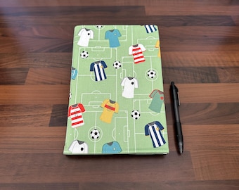A5 Notebook with Reusable Fabric Cover: Football Print