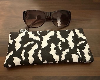 Glasses Case – Black Fabric with Bats Print