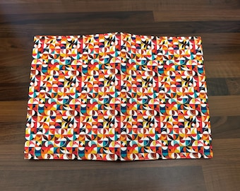 Handmade A5 Notebook with Reusable Fabric Cover – Abstract Orange Pattern