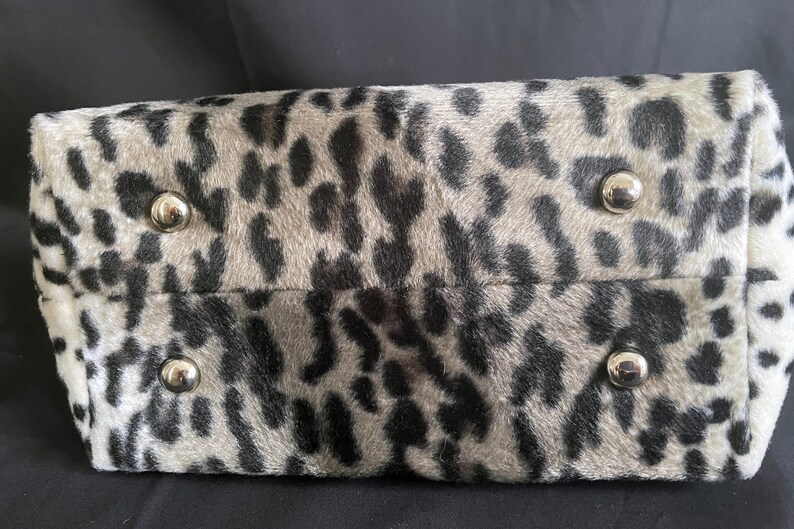 Clutch Purse in Soft Cow Print Faux Fur with Silver Metal Frame image 5