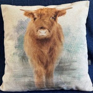 Highland cow cushion in farmhouse style 40 x 40cm image 2