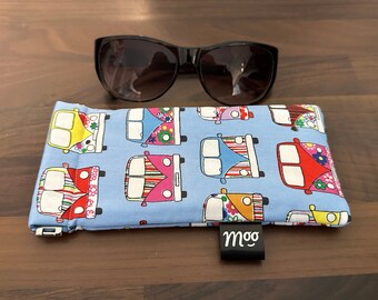 Glasses Case – Blue with Camper Van Print Cotton