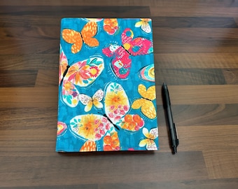 A5 Butterfly Print Notebook: Handmade Reusable Fabric Cover