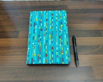 Handmade A5 Notebook with Reusable Abstract Fabric Cover