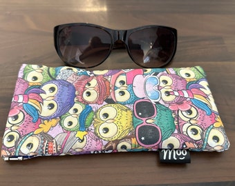 Handmade Owl Print Glasses Case – Padded Cotton, Flex Frame