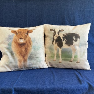 Highland cow cushion in farmhouse style 40 x 40cm image 5