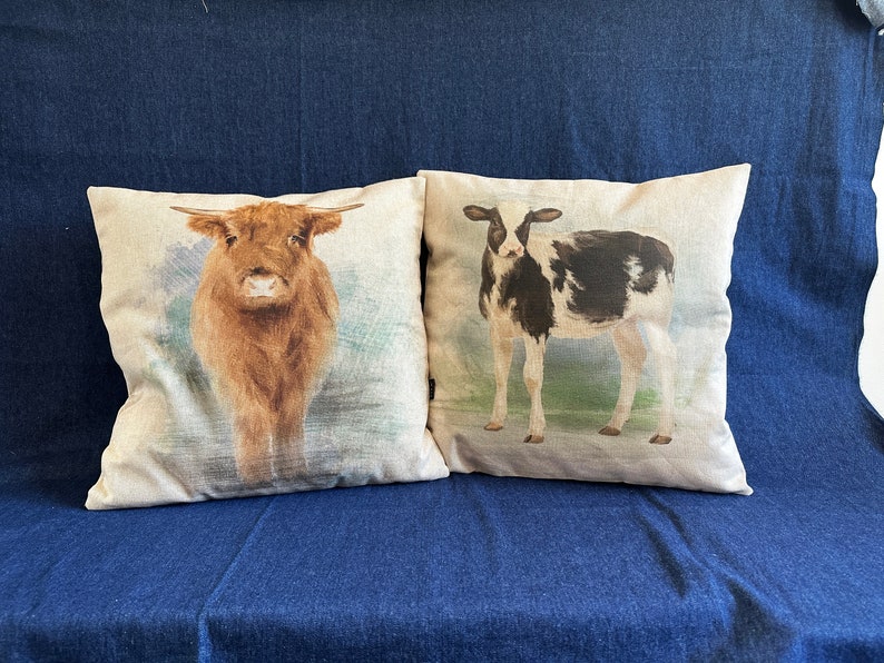 Highland cow cushion in farmhouse style 40 x 40cm image 5