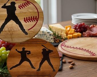 Baseball Themed Handmade Wooden Charcuterie Board – Resin Inlay