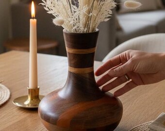 Exotic Hardwood Vase – Hand Turned Walnut, Sapele & Black Locust –  Modern Decor