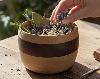 Hand Turned Walnut Cherry Wood Bowl – Small Hardwood Serving Dish
