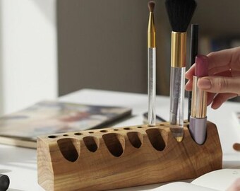Spalted Maple Hardwood Makeup Organizer / Art Brush Display /Adult Coloring Therapy
