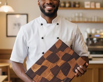 Handmade Walnut and Cherry Edge Grain Wavy Cutting Board – Foodie Gift Bread Board