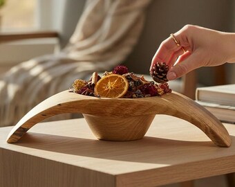 Hand Turned White Oak Winged Candy Dish – Unique Wood Serving Bowl