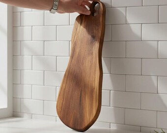 Handmade Walnut Charcuterie Board, Grain Edge Serving Tray, Paddle Style