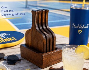 Pickleball Paddle Hardwood Coasters – Pickle Ball Gift