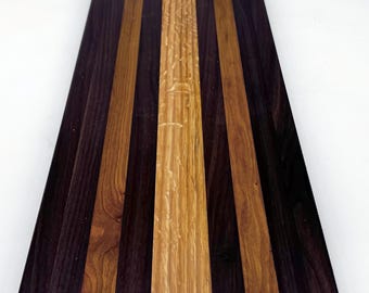 Handmade Walnut Cherry Oak Charcuterie Board – Wooden Cheese Serving Tray, gift