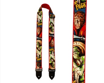 Horror Movie Monsters Guitar Strap - Mummy & Werewolf - The Fright!