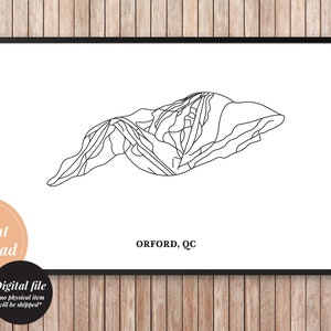 Orford carte pistes ski art imprimable en noir et blanc