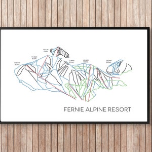 Fernie Alpine Resort carte pistes ski art imprimable