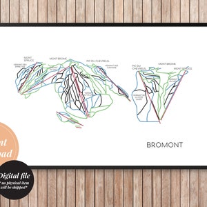 Bromont carte pistes ski art imprimable couleur