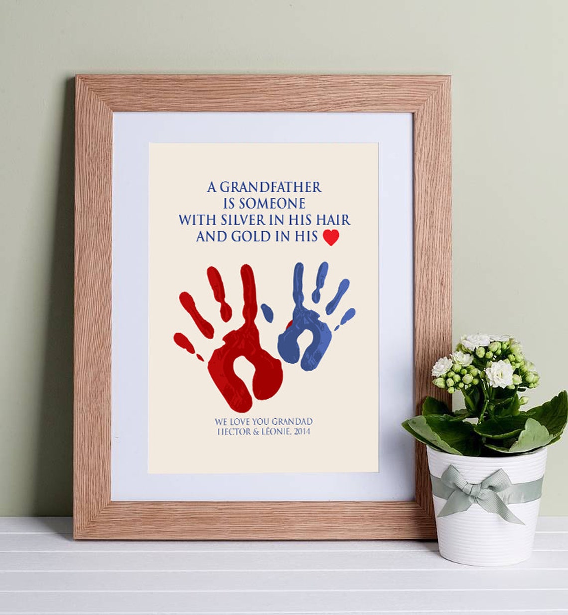 Grandfather Quote With Handprints. Wall Art Print. Gift, Keepsake