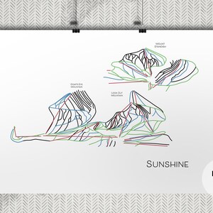 Sunshine Banff carte pistes ski art imprimable