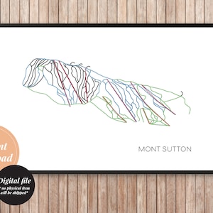 Mont Sutton carte pistes ski art imprimable en couleur