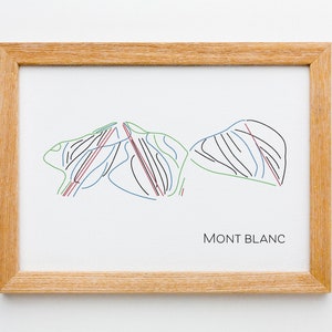 Mont Blanc carte pistes ski art imprimable
