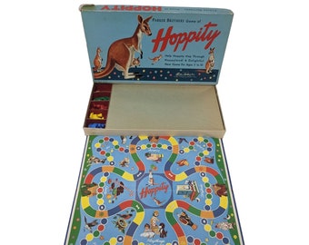RARE Vintage 1961 Parker Brothers HOPPITY Kangaroo Board Game, COMPLETE!