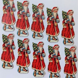 Lot of 10 Vintage 1930s German Christmas SANTA CLAUS W.S. Schultz Embossed Diecut Scrap Papers