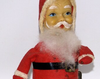 Vintage Original Mechanical Wind-up Bell Ringing Santa Claus, Japan