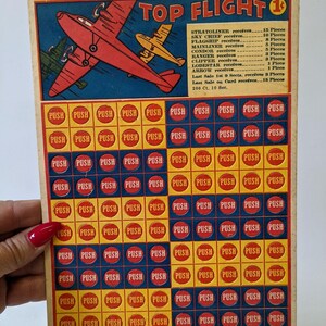 Cartão de jogo de bar estimulador de comércio "top flight" da W.H. Brady Co., sem perfuração