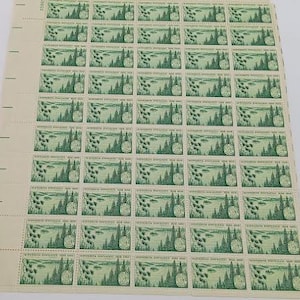 1958年発行の4セント切手シート（全50枚）：ミネソタ州昇格記念切手