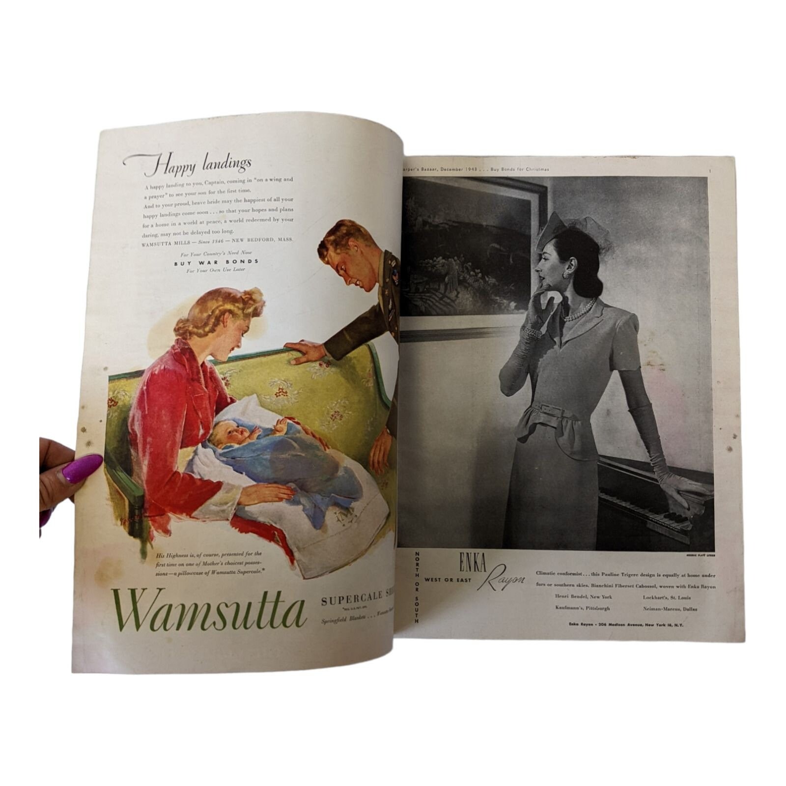 RARE Vintage HARPER'S BAZAAR Magazine - December 1943 - the Christmas ...