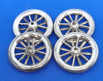 Vintage blikken speelgoedonderdelen wielen 1-5/16" of 3,25 cm set van 4 spaaks blikken wielen.