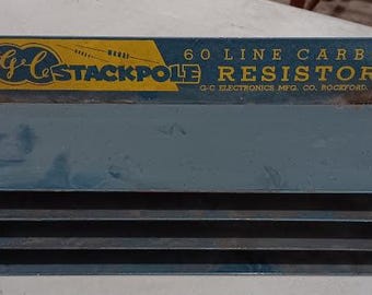 Vintage reclame en opslag voor metalen vitrine met ge-stackpole-weerstanden