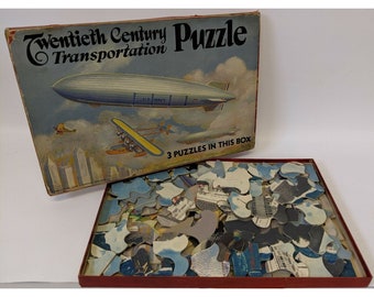 RARE! 20th Twentieth Century Transportation Puzzle Set, Zeppelin, Ship, etc.